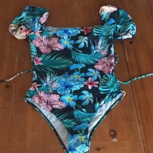 Tropical Floral Womans Swimsuit Medium